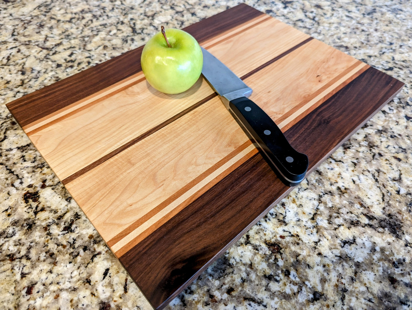 Handmade Curly Maple, Cherry and Walnut Cutting Board - Ready to Ship!