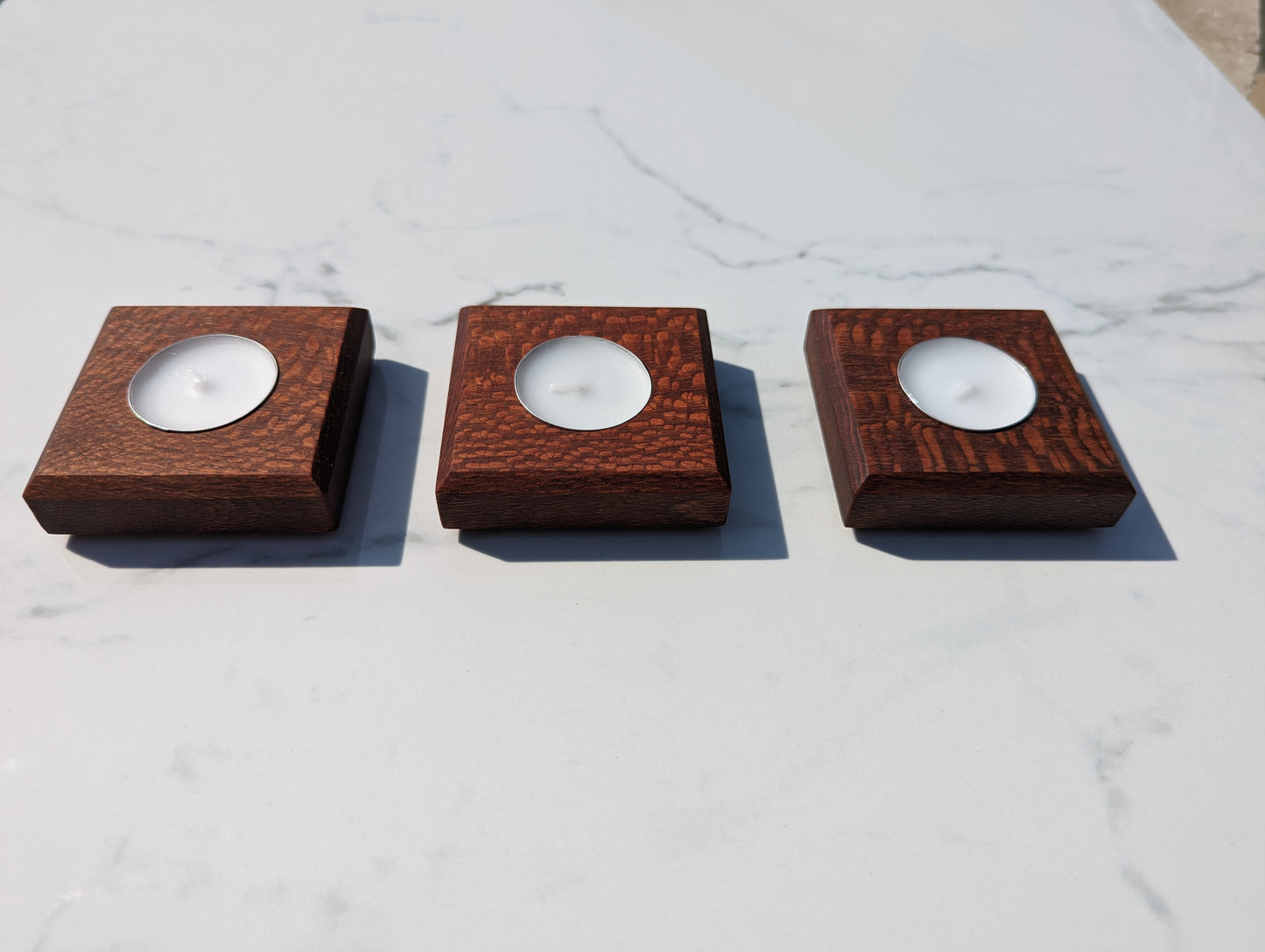 Set of 3 Hardwood Tea Light Candle Holders, Wood Candle Holder Set, Square Candle Holder, Modern Candle Holder, Housewarming Gift