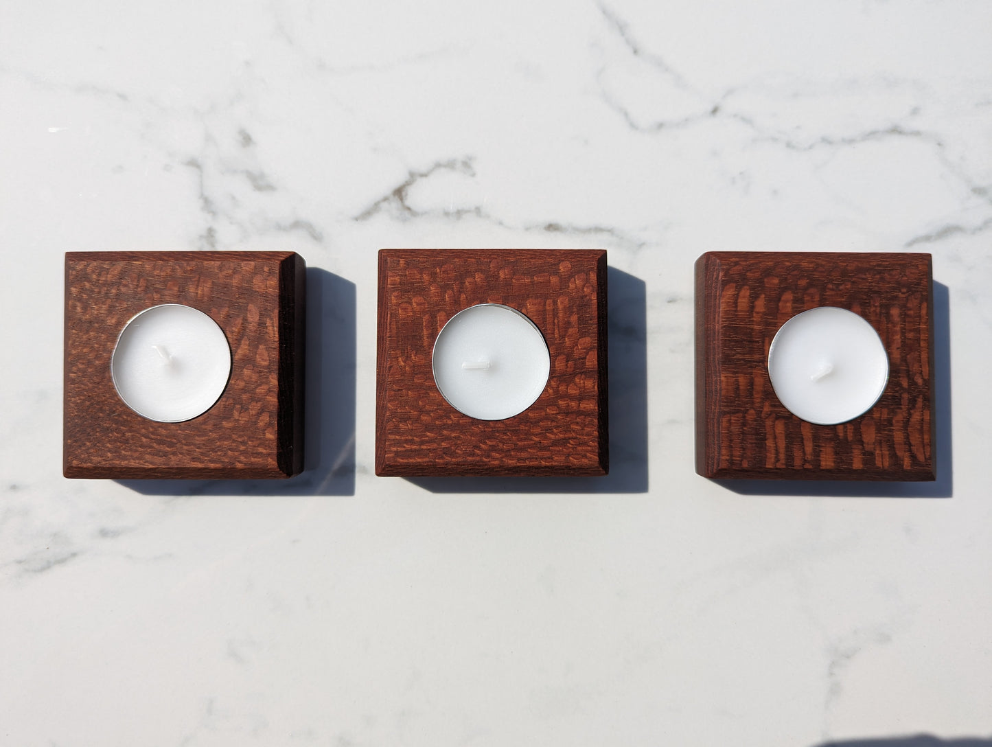 Set of 3 Hardwood Tea Light Candle Holders, Wood Candle Holder Set, Square Candle Holder, Modern Candle Holder, Housewarming Gift