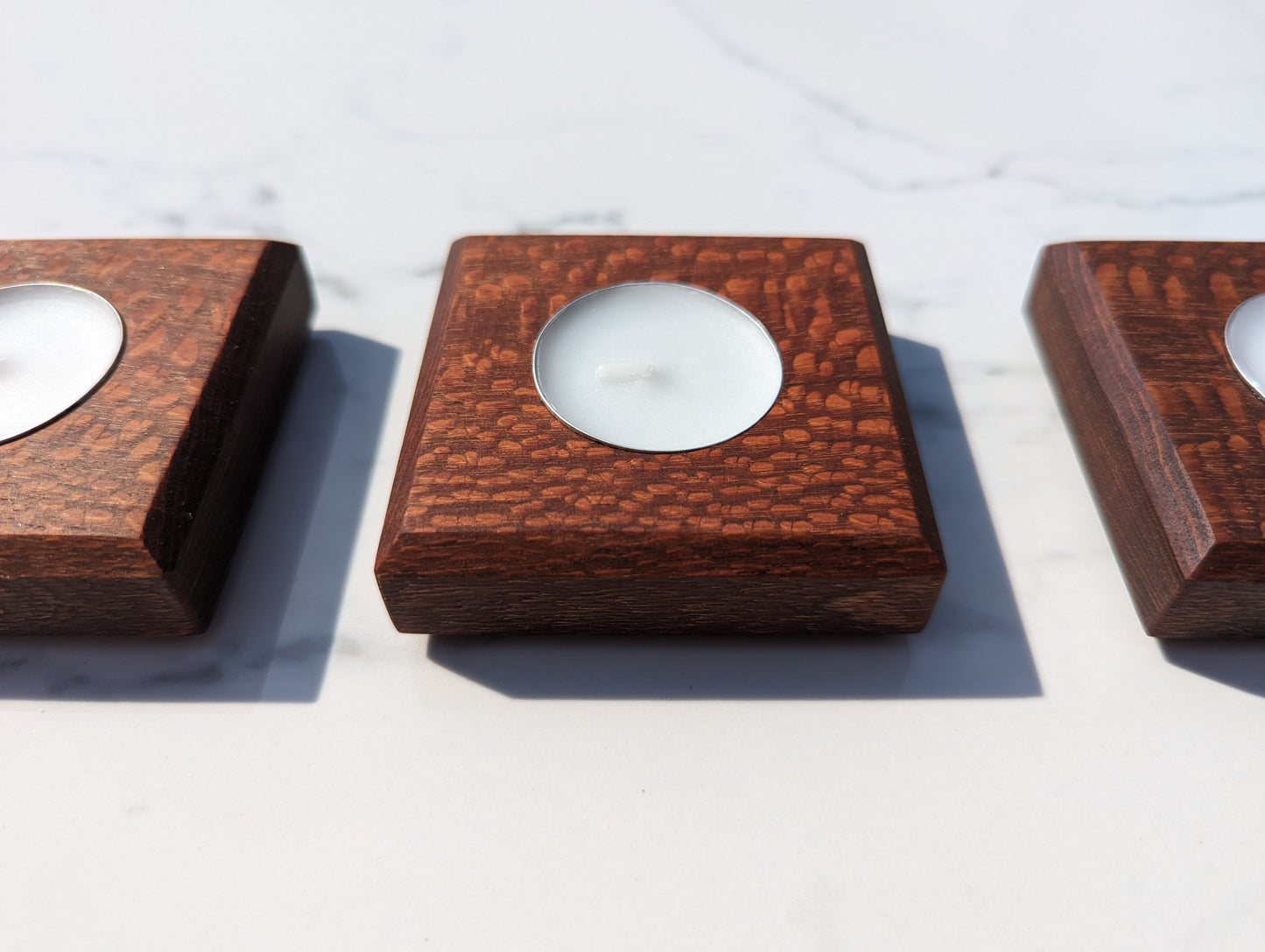 Set of 3 Hardwood Tea Light Candle Holders, Wood Candle Holder Set, Square Candle Holder, Modern Candle Holder, Housewarming Gift