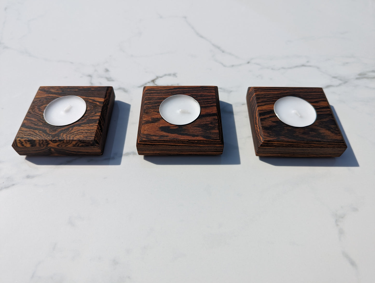 Set of 3 Hardwood Tea Light Candle Holders, Wood Candle Holder Set, Square Candle Holder, Modern Candle Holder, Housewarming Gift