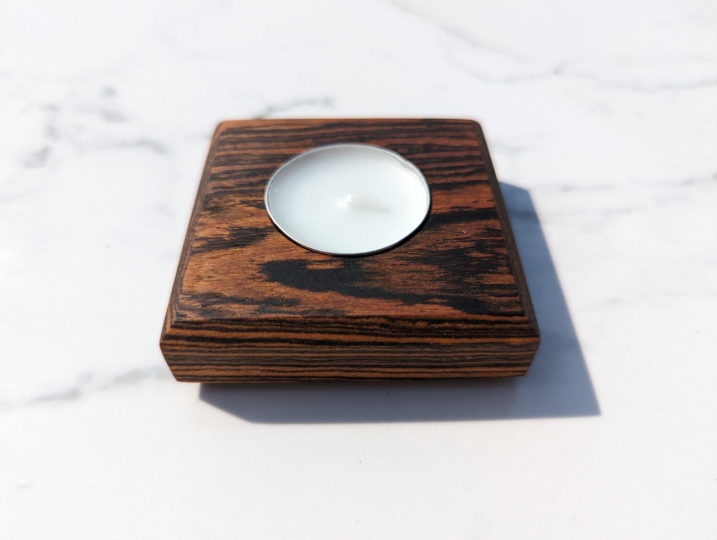 Set of 3 Hardwood Tea Light Candle Holders, Wood Candle Holder Set, Square Candle Holder, Modern Candle Holder, Housewarming Gift